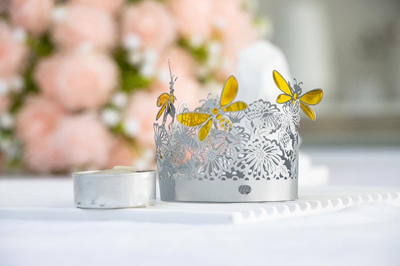 Golden Butterfly and Floral Cutout LED Candle