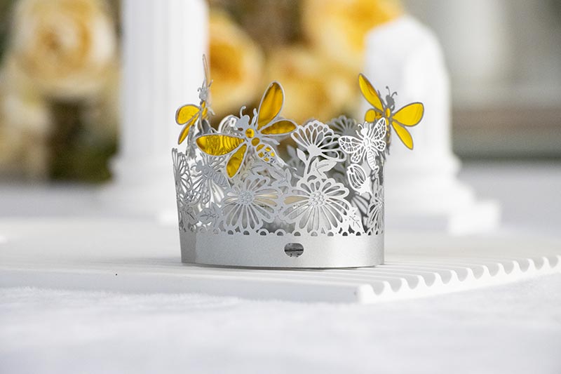 Golden Butterfly and Floral Cutout LED Candle