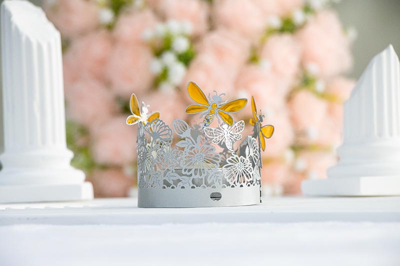 Golden Butterfly and Floral Cutout LED Candle