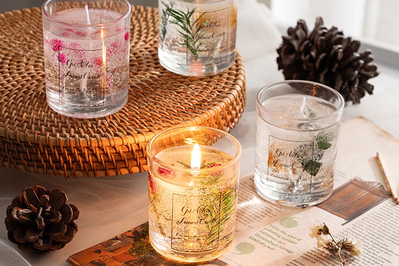 Real Flower Jelly Wax Scented Candle for Home Decor