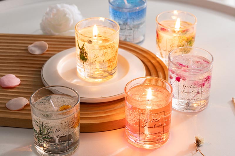 Real Flower Jelly Wax Scented Candle for Home Decor