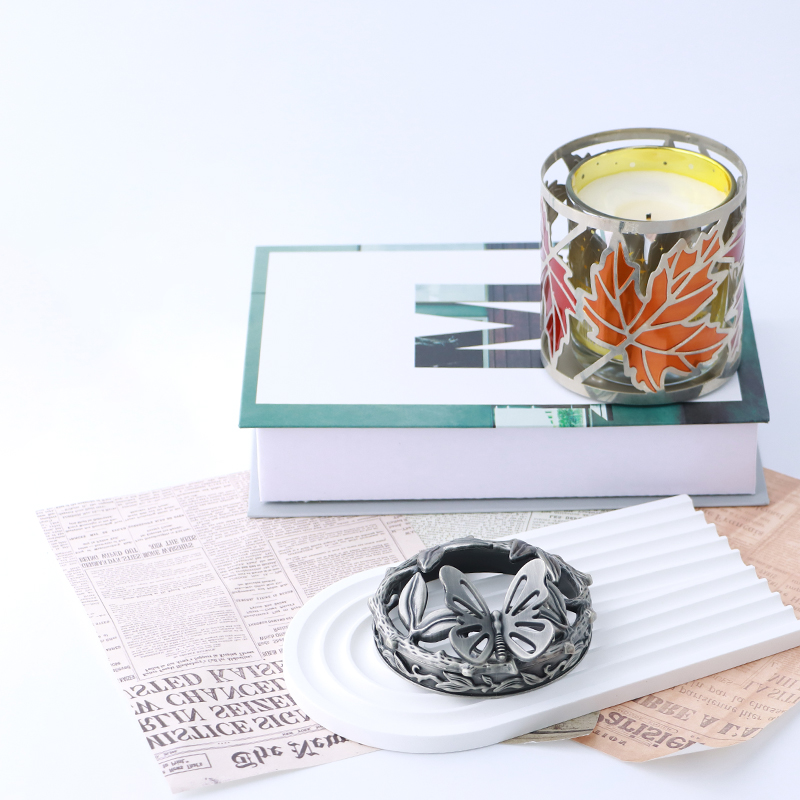 Vintage Carved Candle Lid with Butterfly & Floral Design