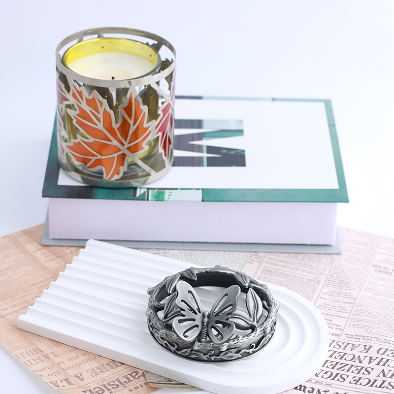 Vintage Carved Candle Lid with Butterfly & Floral Design