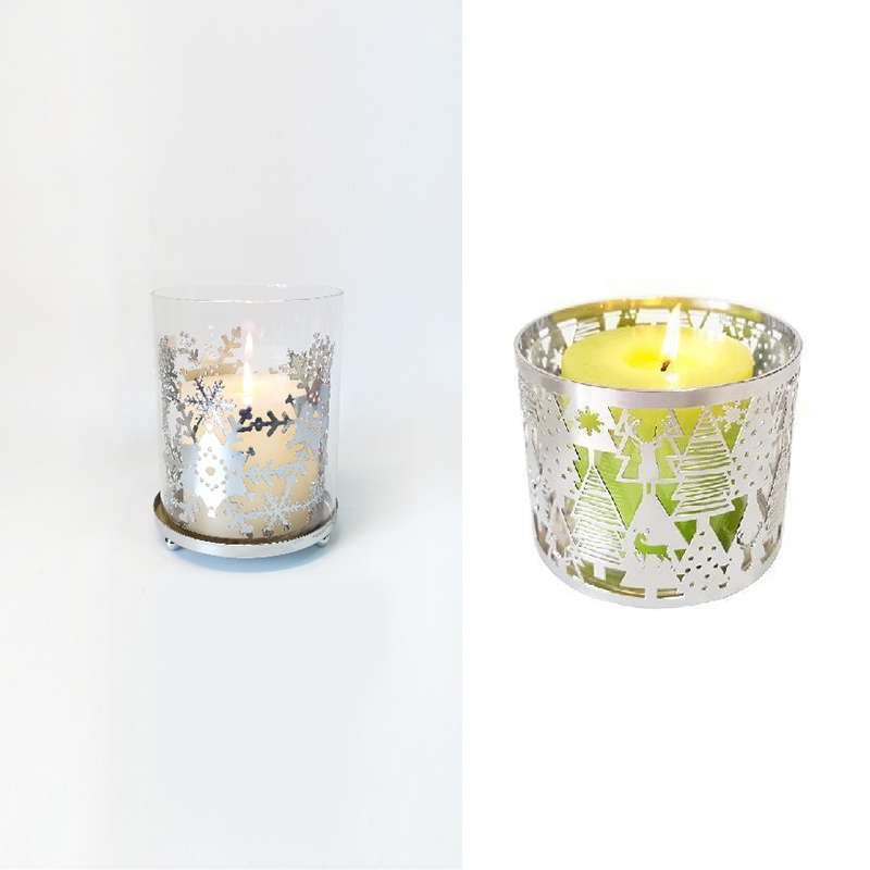 Christmas-Themed Metal Candle Holders for Festive Decor