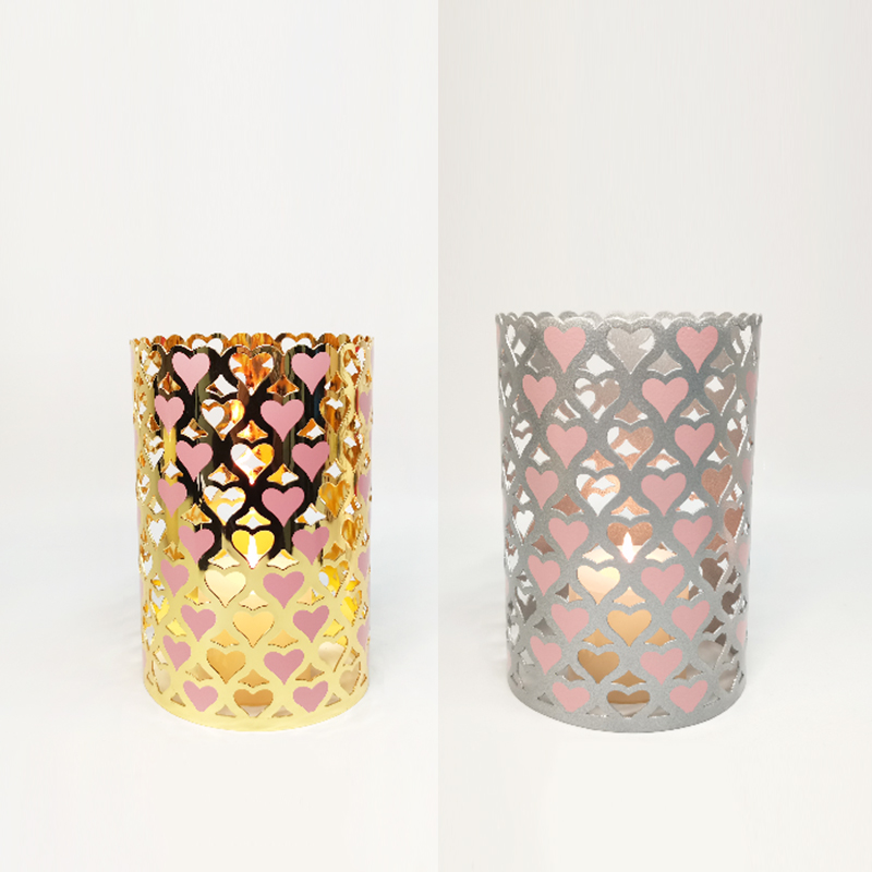 Collection of Metal Candle Holders with Heart & Love Cutouts