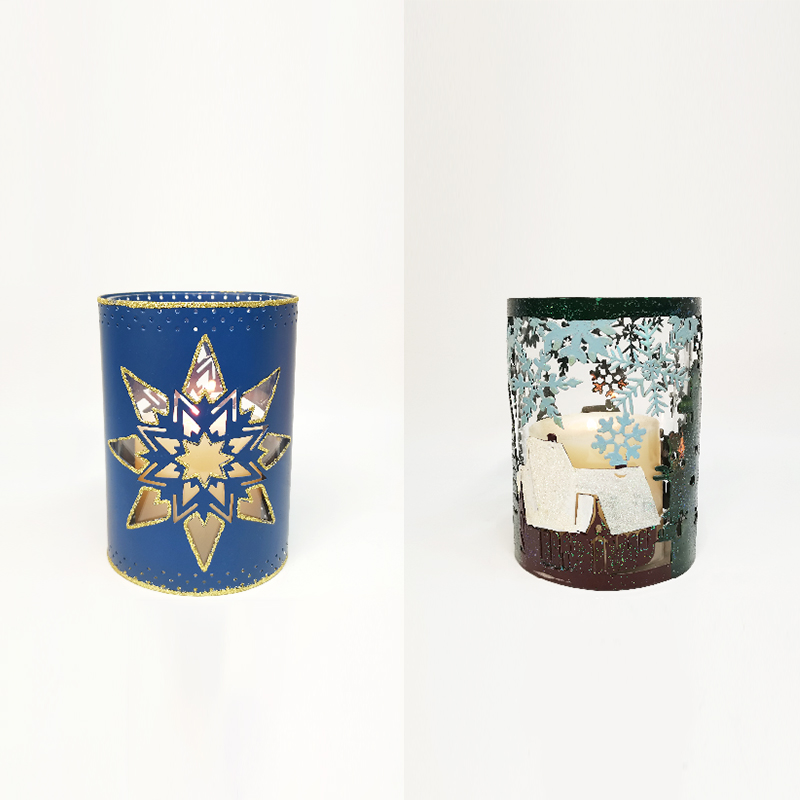 Christmas-Themed Metal Candle Holders for Festive Decor
