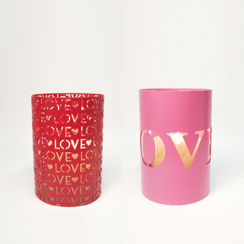 Collection of Metal Candle Holders with Heart & Love Cutouts