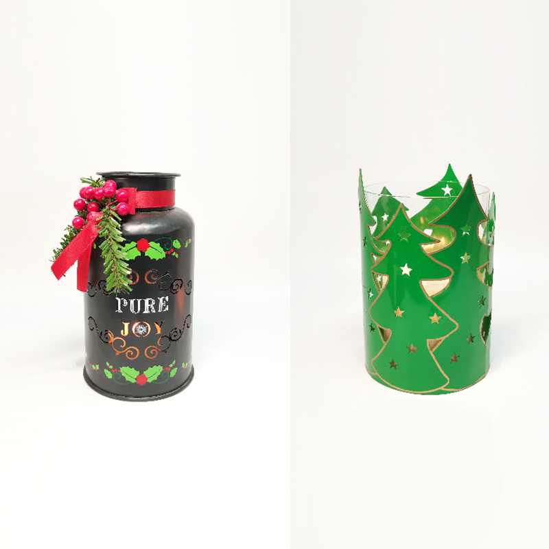 Christmas-Themed Metal Candle Holders for Festive Decor